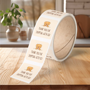 Cute Yellow Lab Dog Custom Text Beige V2 Square Sticker