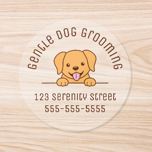 Cute Yellow Lab Dog Custom Text Classic Round Sticker