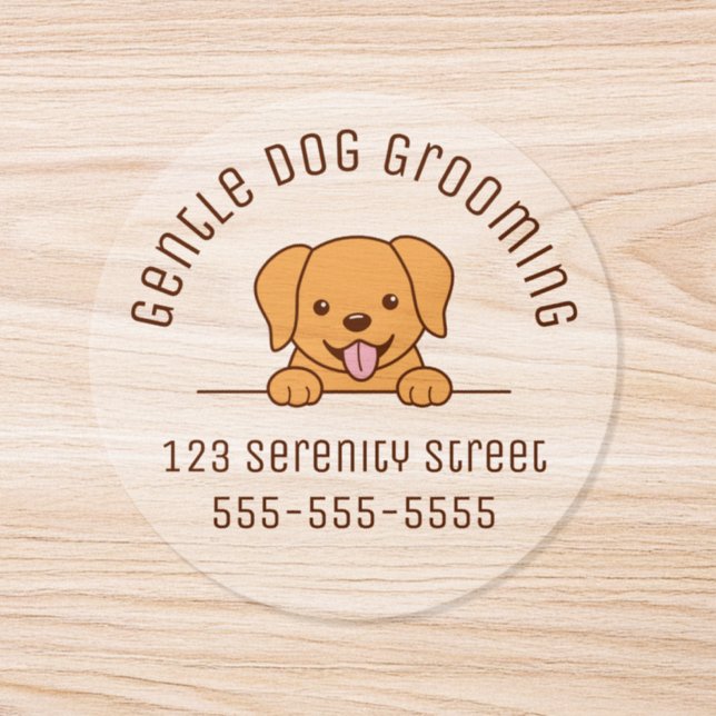 Cute Yellow Lab Dog Custom Text Classic Round Sticker (Single)
