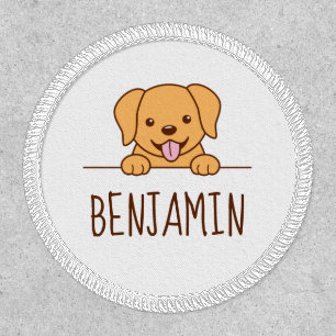 Cute Yellow Lab Dog Peeking above Custom Name Patch