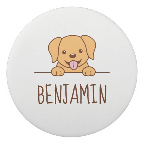 Cute Yellow Lab Dog Peeking Custom Name 2 Eraser