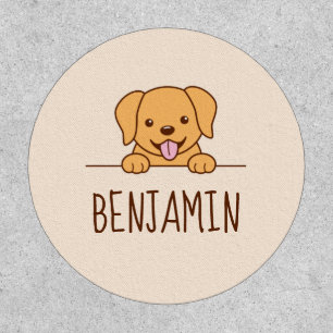 Cute Yellow Lab Dog Peeking Custom Name 2 Patch
