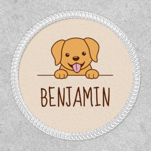 Cute Yellow Lab Dog Peeking Custom Name 2 Patch