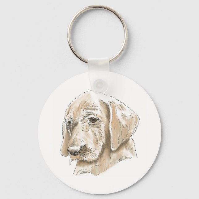 Cute Yellow Lab Lovable Puppy Keychain (Front)