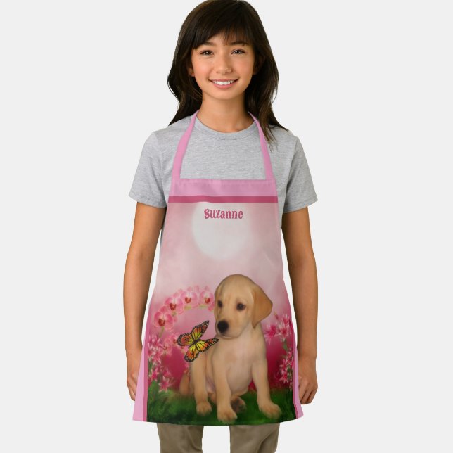 Cute Yellow Labrador Puppy Dog Personalized Apron (Insitu)