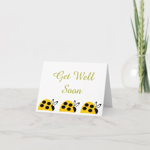 Cute Yellow Ladybug Get Well Soon Card