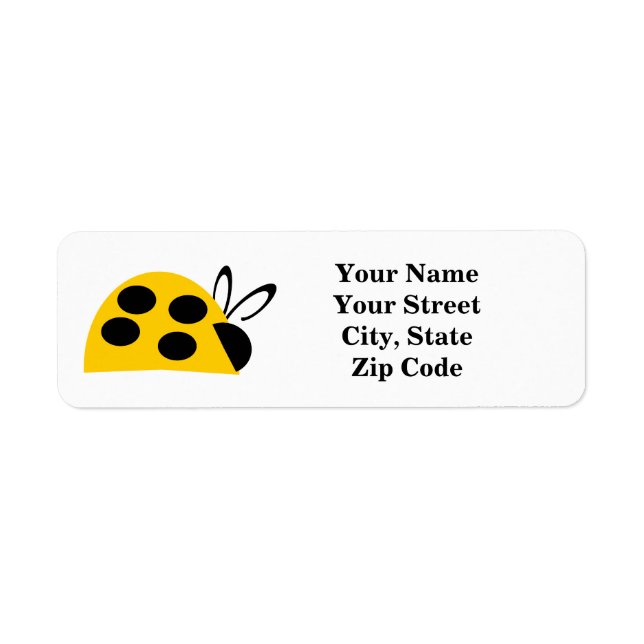 Cute Yellow Ladybug Label (Front)