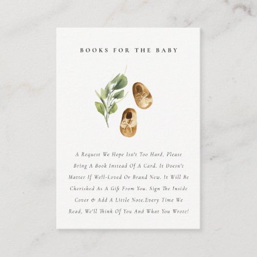 Cute Yellow Leafy Shoes Books for Baby Shower Enclosure Card