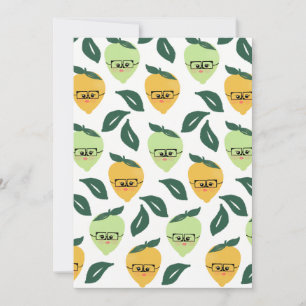 Cute yellow lemon cartoon funny illustration card