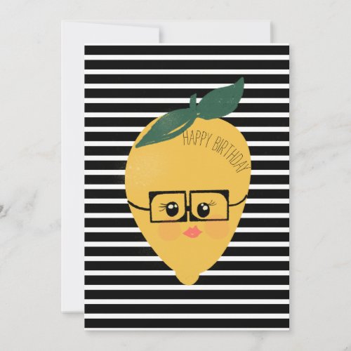 Cute yellow lemon cartoon funny illustration card