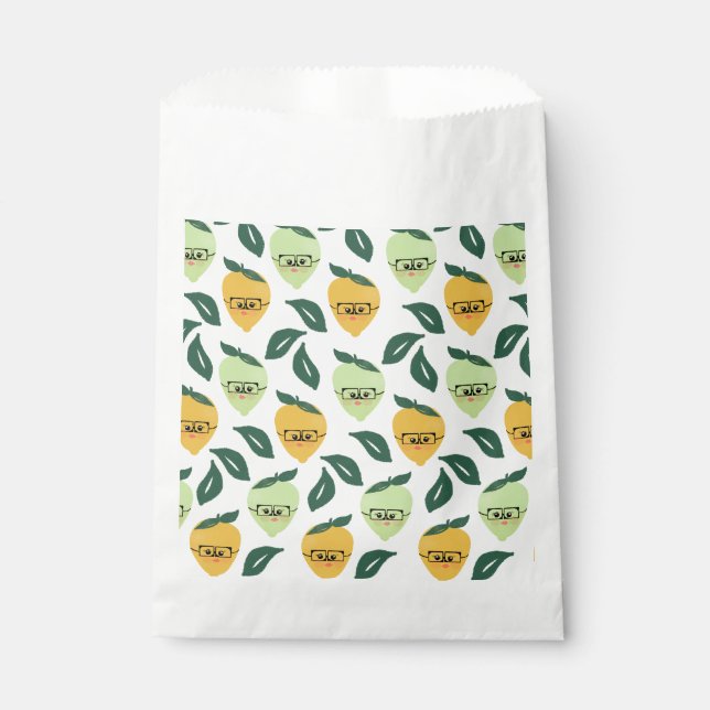 Cute yellow lemon cartoon funny illustration favor bag (Front)