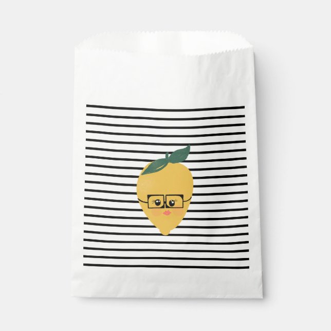 Cute yellow lemon cartoon funny illustration favor bag (Front)