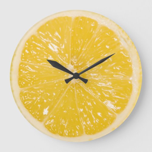 Cute Yellow Lemon Citrus Fruit Slice Large Clock