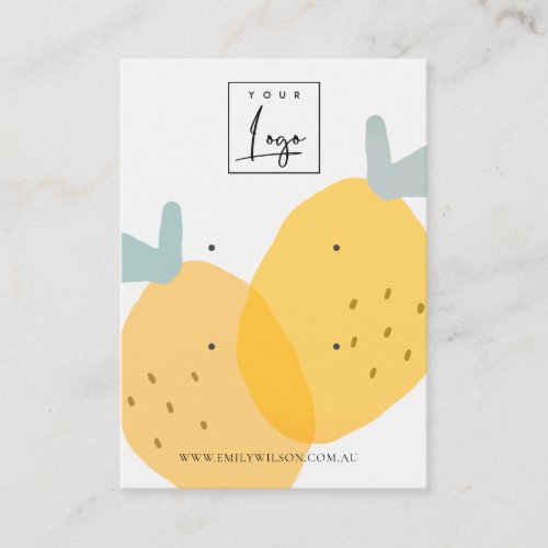 Cute Yellow Lemon Fruity Citrus 2 Earring Display  Business Card