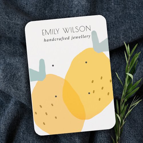 Cute Yellow Lemon Fruity Citrus 2 Earring Display Business Card