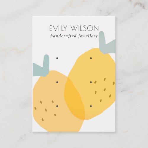 Cute Yellow Lemon Fruity Citrus 3 Earring Display Business Card