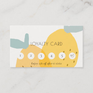 Cute Yellow Lemon Fruity Citrus 6 Punch Loyalty Business Card