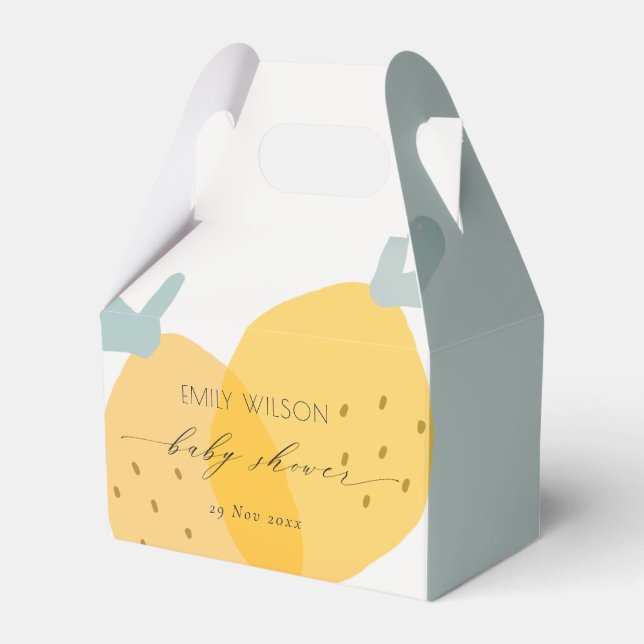 Cute Yellow Lemon Fruity Citrus Baby Shower Favor Boxes (Front Side)