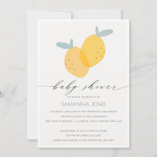 Cute Yellow Lemon Fruity Citrus Baby Shower Invite