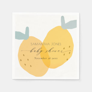 Cute Yellow Lemon Fruity Citrus Baby Shower  Napkins