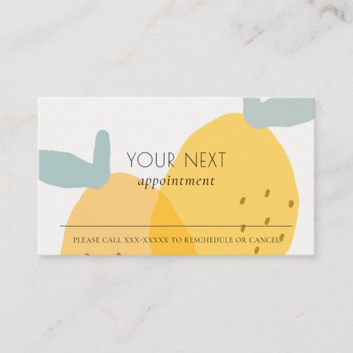 Cute Yellow Lemon Fruity Citrus Bright Appointment Business Card