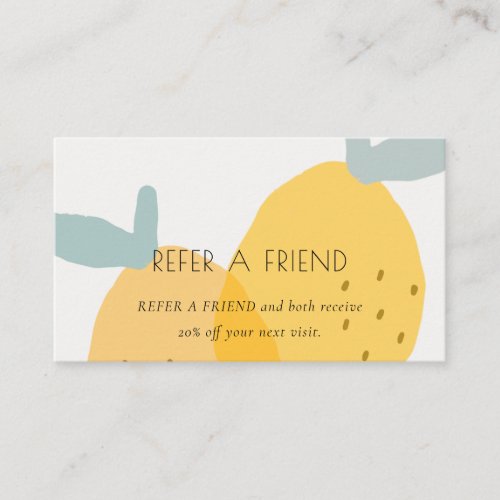 Cute Yellow Lemon Fruity Citrus Refer a Friend Business Card