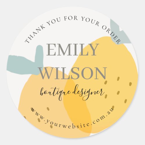 Cute Yellow Lemon Fruity Thank You for Your Order Classic Round Sticker