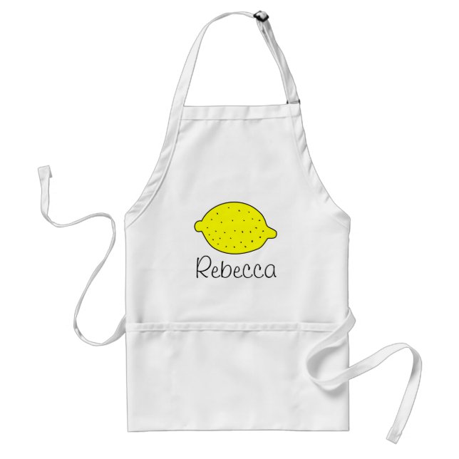 Cute yellow lemon kitchen apron for women (Front)