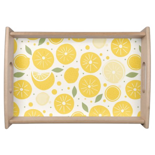 Cute Yellow Lemon Minimalist Fruit Pattern Serving Tray