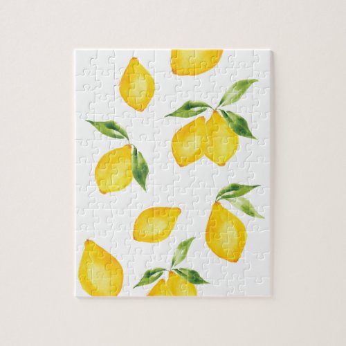 Cute yellow lemon watercolor fruit jigsaw puzzle