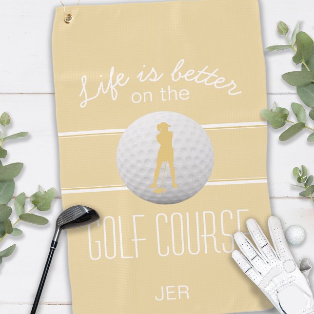 Cute Yellow Life Is Better Golfer For Her Golf Towel (Creator Uploaded)