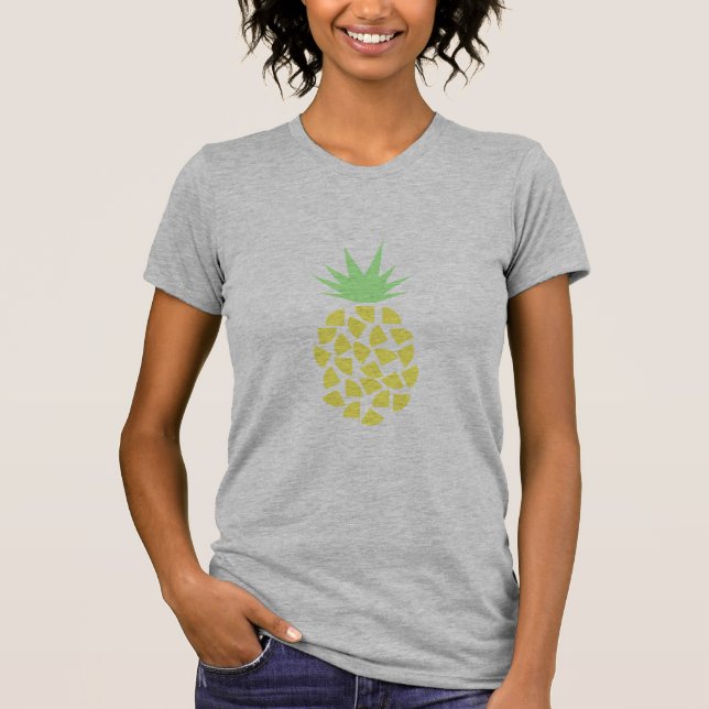 Cute Yellow & Lime Green Tropical Pineapple  T-Shirt (Front)
