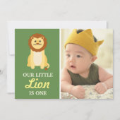 Cute Yellow Lion Baby Boy 1st First Birthday Party Invitation (Front)