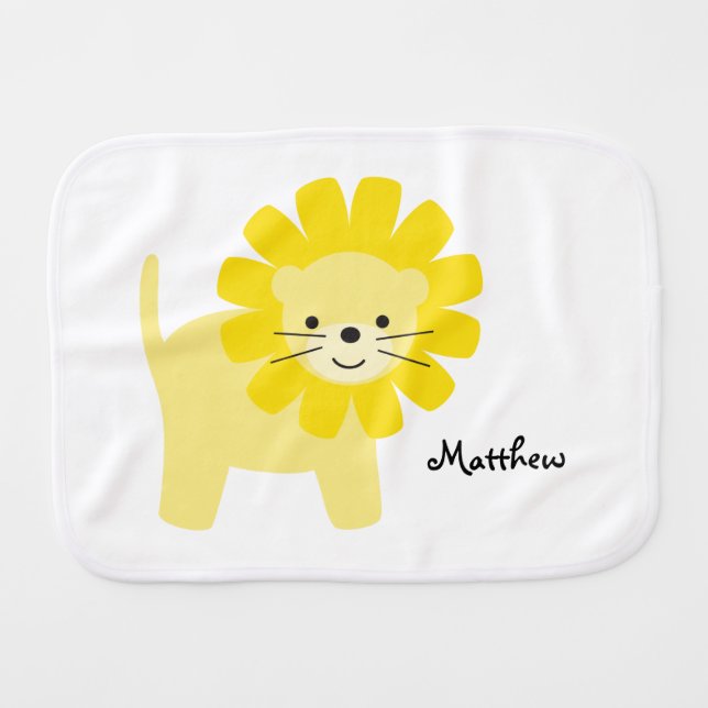 Cute Yellow Lion Burp Cloth (Front Horizontal)