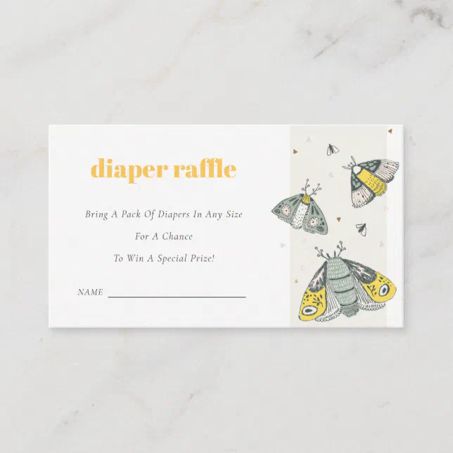 Cute Yellow Little Bug Diaper Raffle Baby Shower Enclosure Card | Zazzle