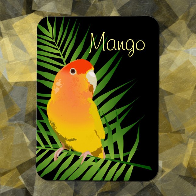 Cute Yellow Lovebird Pet Name Black Bright Leaves Magnet (Creator Uploaded)