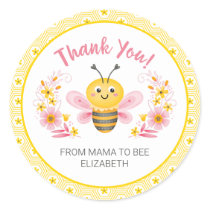 Cute Yellow Mama to Bee Baby Shower Thank You Classic Round Sticker