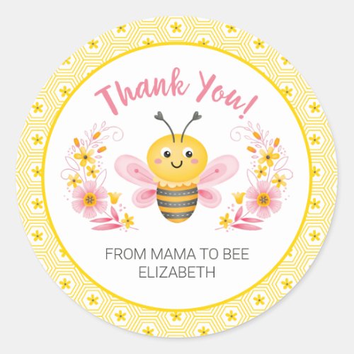 Cute Yellow Mama to Bee Baby Shower Thank You Classic Round Sticker