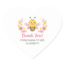 Cute Yellow Mama to Bee Baby Shower Thank You Heart Sticker
