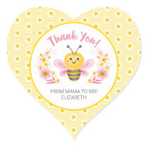 Cute Yellow Mama to Bee Baby Shower Thank You Heart Sticker