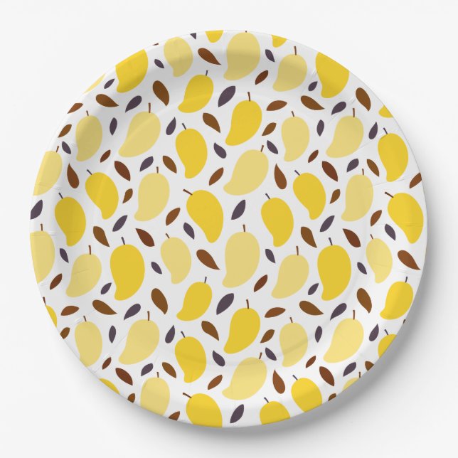 Cute Yellow Mango Pattern Paper Plates (Front)