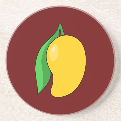 Cute Yellow Mango with Deep Red Background Coaster