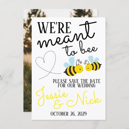 Cute Yellow Meant to Bee Save the Date Invitation