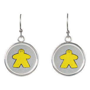 Cute Yellow Meeple Board Game Earrings