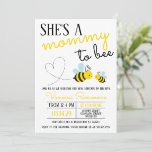 Cute Yellow Mommy to Bee Baby Shower Invitation
