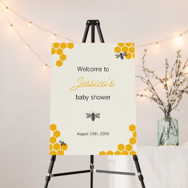 Cute Yellow Mommy to Bee Baby Shower Welcome Sign (In Situ (Stand))