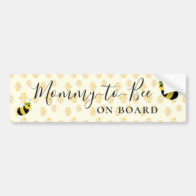 Cute Yellow Mommy-to-bee On Board Baby Shower Gift Bumper Sticker (Front)