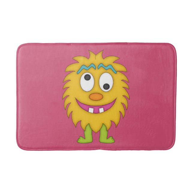 Cute Yellow Monster-Kids Bathroom Mat (Front)