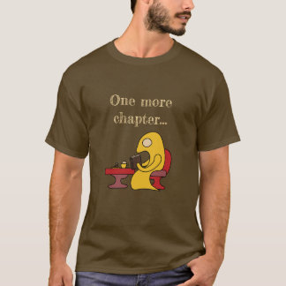 Cute yellow monster reading in a cafe T-Shirt