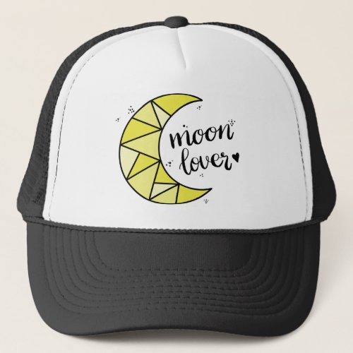 Cute Yellow Moon Lover Geometric Moon Trucker Hat